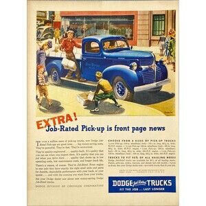 Dodge Trucks "Job Rated Pick-up is Front Page News" Vintage Print Ad 1946